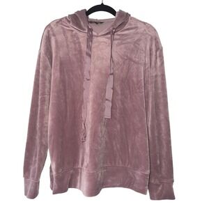 Peter Jersey Mauve Purple Velour Pullover Hoodie Ribbon Drawstring Small
